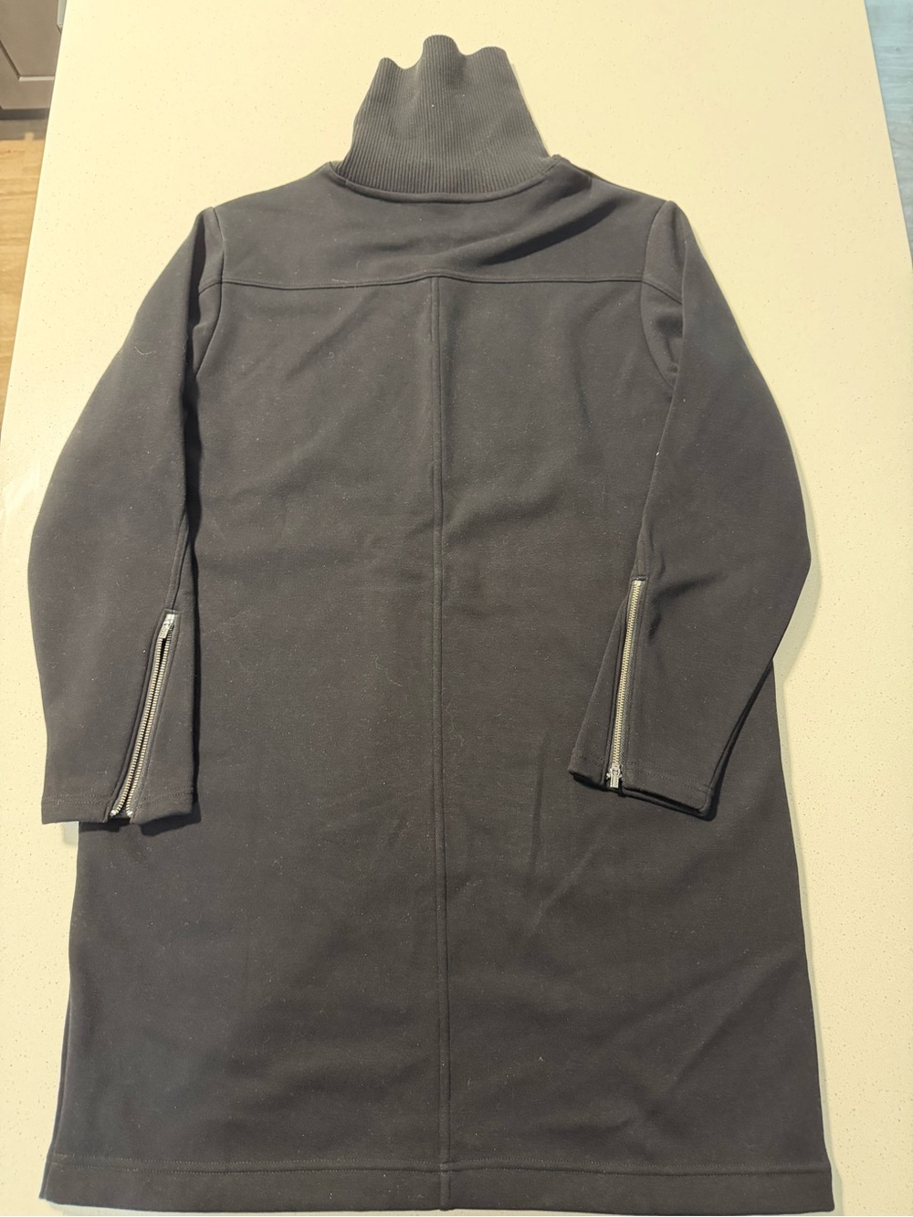 Athleta Black Long-Sleeve Midi Dress with Funnel Neck - Picture 3 of 8